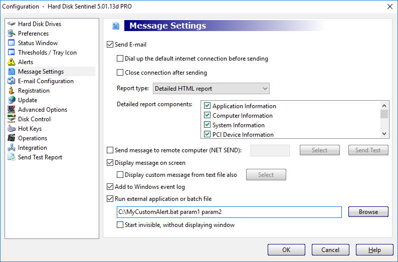 Message settings