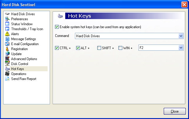 Hot key configuration