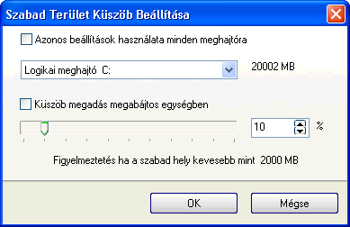Szabad ter�let k�sz�b be�ll�t�sa