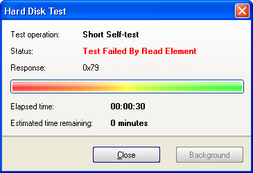 Hard disk self test failed because of read element