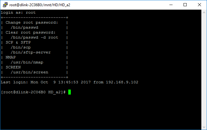 Log in with SSH to the NAS